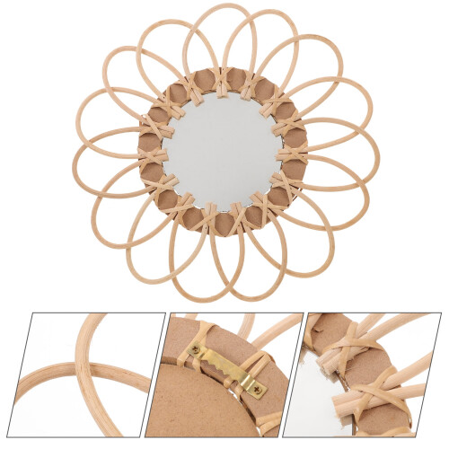 Boho Sunburst Rattan Mirror Wall Decor 1