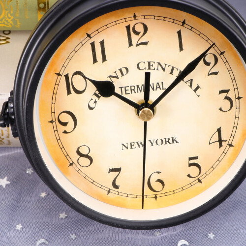 Vintage double-sided wall clock European style black 2
