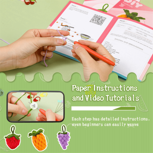 Kit de crochê para iniciantes com tema de frutas (6 peças) 1