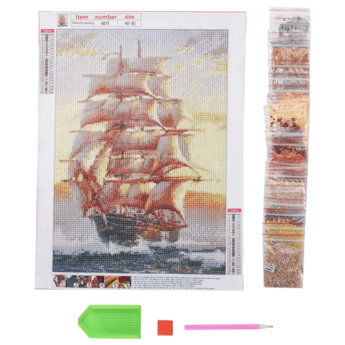 Kit de broderie diamant 5D Paysage de bateau 1