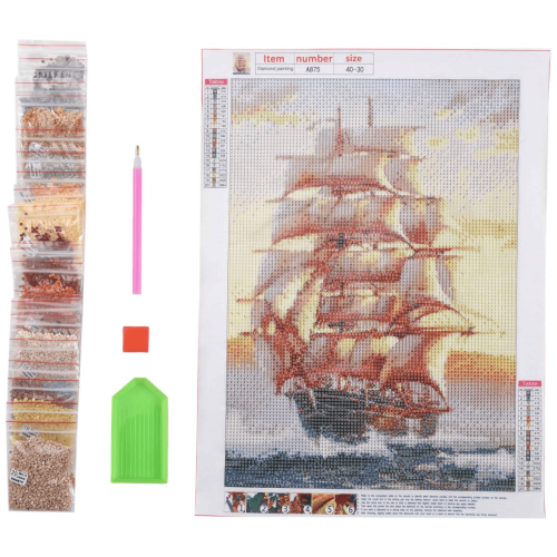 Kit de broderie diamant 5D Paysage de bateau 2