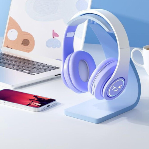 Cuffie wireless Bluetooth circumaurali viola 2