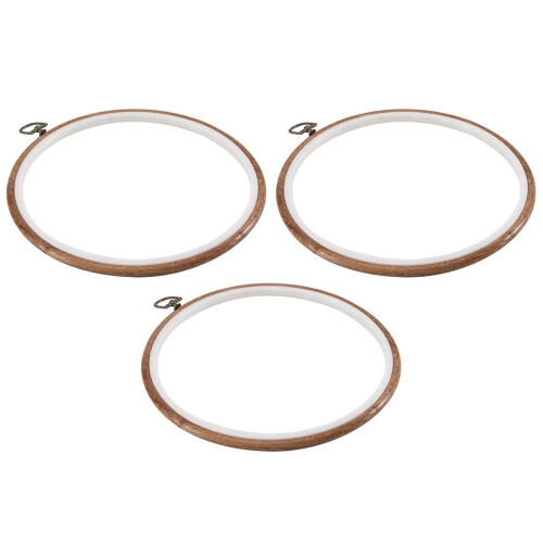Kit de bordado com 6 aros circulares de 26 cm (10 polegadas) sem bastidor, imitação de madeira. 2