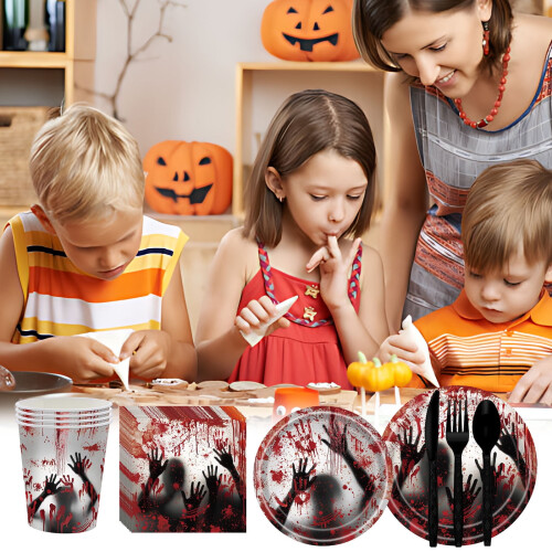 Juego de vajilla desechable de Halloween de 12 piezas 2