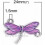 Pingente conector de esmalte libélula roxa 24mm prata 2