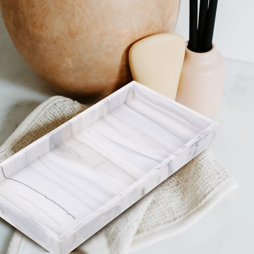 Plateau de coiffeuse en silicone, texture marbre, 1 pièce 1