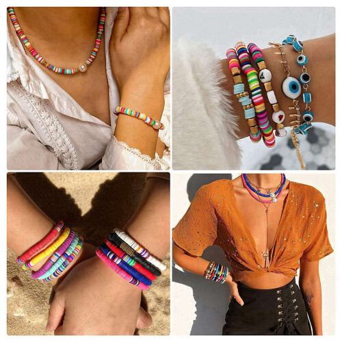 Perles plates en argile pour la création de bijoux (2 pièces) 2