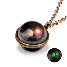 Collana pasquale da donna luminosa a doppia faccia con pianeti