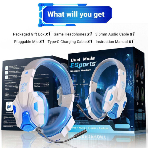 Wireless Gaming Headset Dual Mode LED Red 2