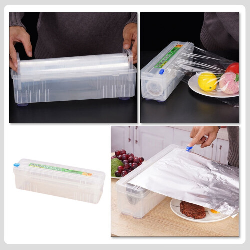 Distributeur de film étirable transparent avec cutter rechargeable 2
