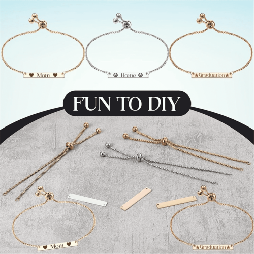 Kit de pulseira gravável com 10 pingentes retangulares em branco. 1