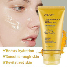 (4) 1-5x Kojic Acid Turmeric Overnight Wrapping Peel Off Mask Brightens & Defends Against Skin Stress for a Clear, Glowing Complexion