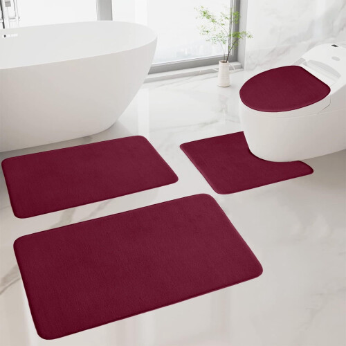 Badematten-Set aus Memory-Schaum, rot, 4-teilig 1