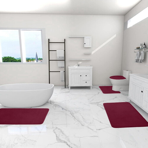 Badematten-Set aus Memory-Schaum, rot, 4-teilig 2