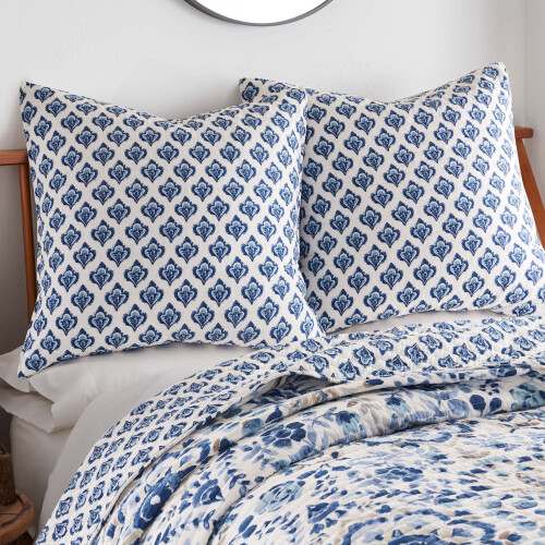 Federa per cuscino decorativo Levtex Home Lorence, blu navy e bianco. 1