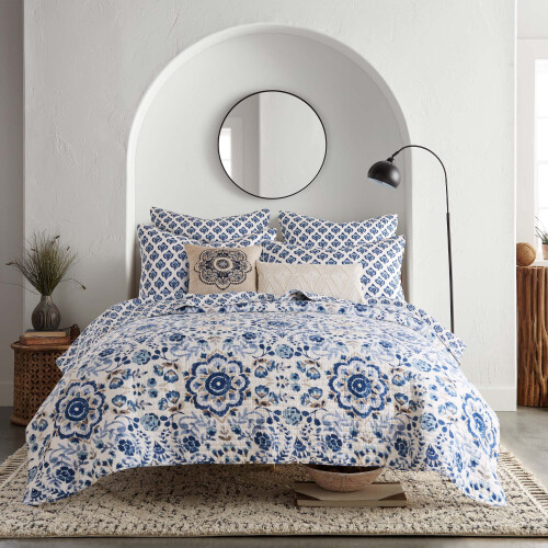 Federa per cuscino decorativo Levtex Home Lorence, blu navy e bianco. 2