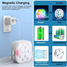 Rechargeable Underwater Submersible Pool Lights Underwater Lights LED Submersible Pool Lights IP68 Waterproof for Pool