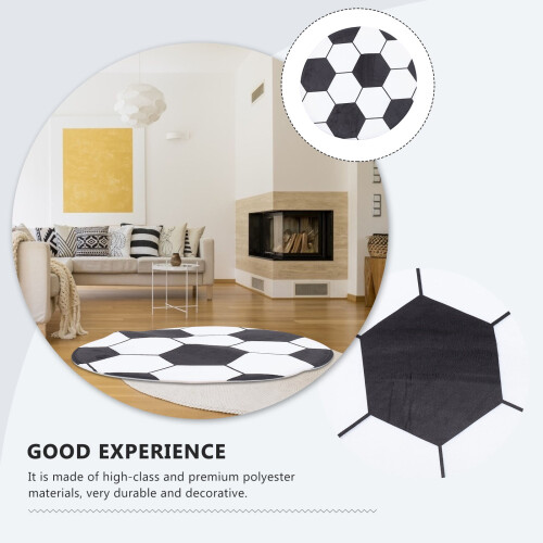 Round Soccer Rug Black and White Check 5x5 ft 1