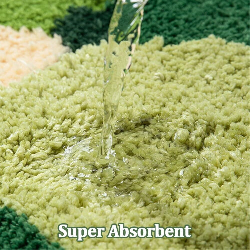 Πράσινο χαλί μπάνιου με αισθητική Moss3D floral 60x90 εκ. 2
