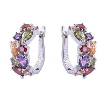 Cercei cu clips din cristal colorat Quinlirra pentru femei și cercei cu clips utili din cristal pentru femei, bijuterii din argint