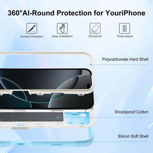 Θήκη iPhone16 6,1 ιντσών με βάση στήριξης και στρατιωτική ποιότητα 2