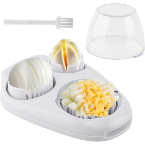 Egg Slicer for Hard Boiled Eggs, 3 Slicing Modes Eggs Dicer, Stainless Steel Egg Cutter, Kitchen Chopper Tool 2