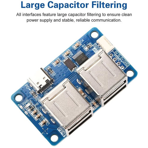 Hub USB 2.0 Módulo Divisor de 1 para 4 Hub USB Sem Driver Hub USB de 4 Portas Interface Tipo-C 2