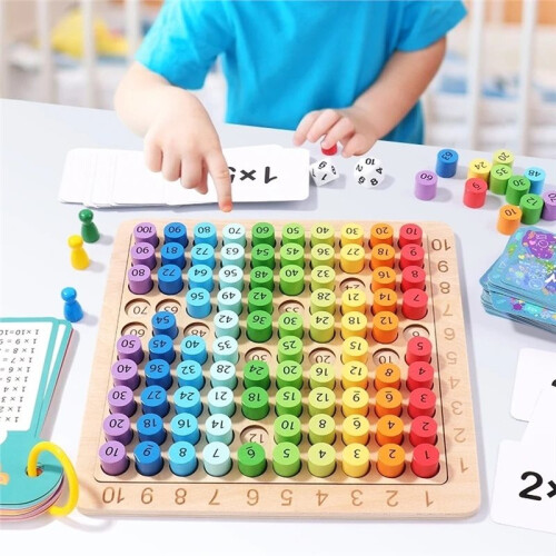 1set Wooden Multiplication Table Math Toy, Math and Arithmetic Teaching Aid, Educational Wooden Board Game Gift 2
