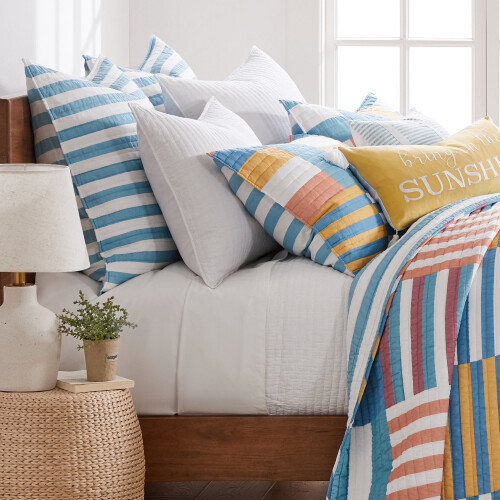 Levtex Home Sol Stripe Euro Sham 26x26 ίντσες διπλής όψης βαμβάκι 1