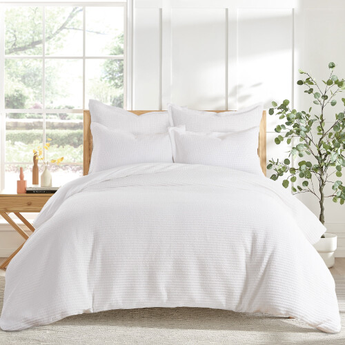Levtex Home Cloud Waffle Euro kussensloopset van helderwit katoen 2