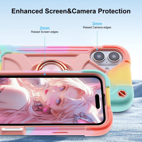 Θήκη iPhone 16 6,1 ιντσών με βάση στήριξης δαχτυλιδιού στρατιωτικής ποιότητας 1