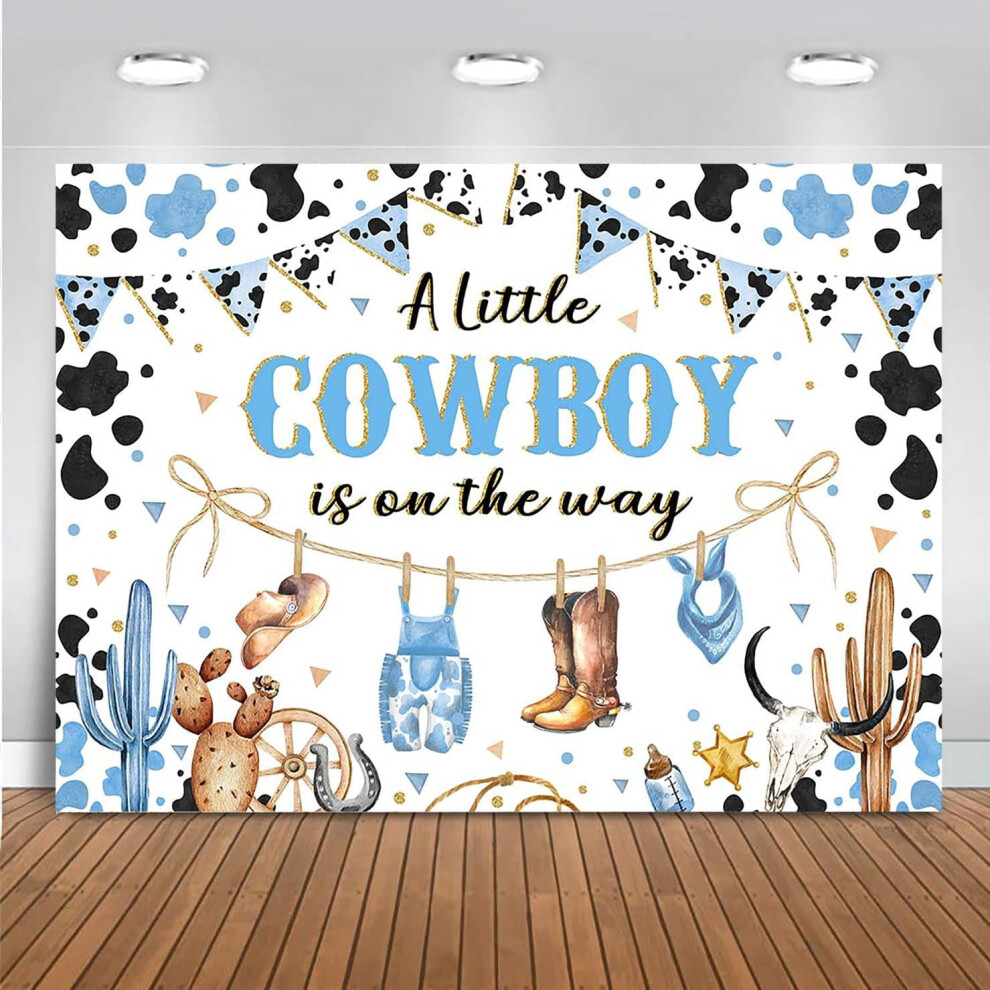 Baby Shower Backdrop Cowboy Theme 7X5 Ft Blue 393040993655