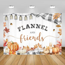Toile de fond en flanelle pour Friendsgiving, décorations de citrouille et feuilles d'érable pour Thanksgiving, bannière pour photomaton d'automne