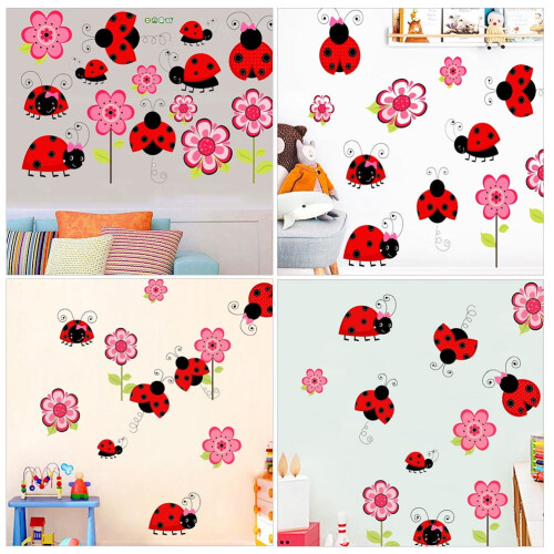 Ladybird cartoon wall decal removable 2 pcs 1