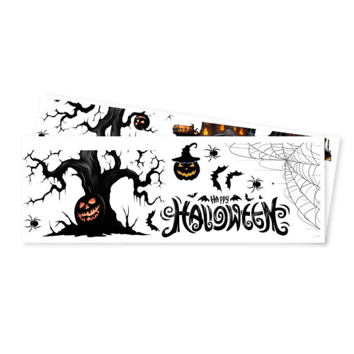 Αυτοκόλλητο τοίχου με κάστρο αράχνης για το Halloween, μαύρο, 1 τεμάχιο 1