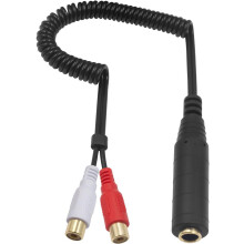 FOR6.35mm1/4Stereo Female to2x RCA Female Spiral Coiled Audio Y Splitter Adapter Cable80cm