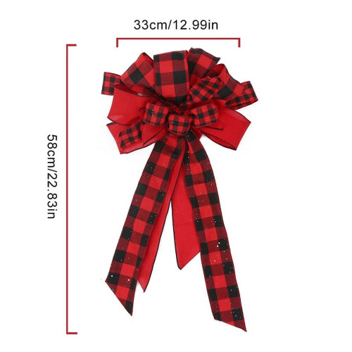 Handmade Buffalo Plaid Christmas Tree Topper Red Black 1