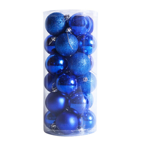 Christmas Balls Blue 6cm Shatterproof Electroplated 24 Pcs 1