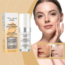 (white) Warm Change Liquid Foundation SPF Sunscreen Long-lasting Oil Control Easy Application Waterproof Portable