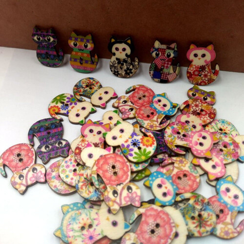 Wooden Buttons 2-Hole Mixed 50 pcs 1
