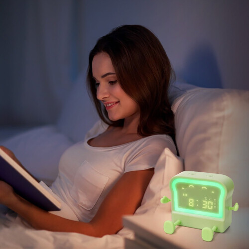 Ceas deșteptător multifuncțional YiFudd cu lumină de noapte și 2