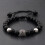 Black Lava Beaded Macrame Bracelet Silver 2