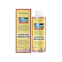 OceAura anti-tanning body care lotion helps with sun protection and evens out skin tone on the beach in summer