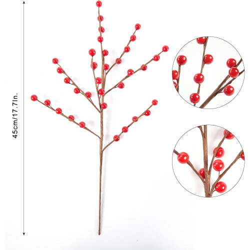 Red Berry Stems Artificial Holly Picks 12 Pack 2