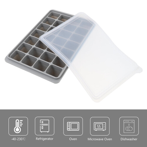 Silicone Ice and Jelly Mold with Lid Grey 1 Pc 2