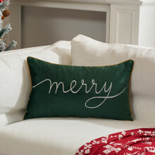 Housse de coussin décorative de Noël rouge, format Queen, 50 x 30 cm
