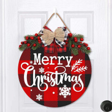 American Christmas wooden door wreath with bow