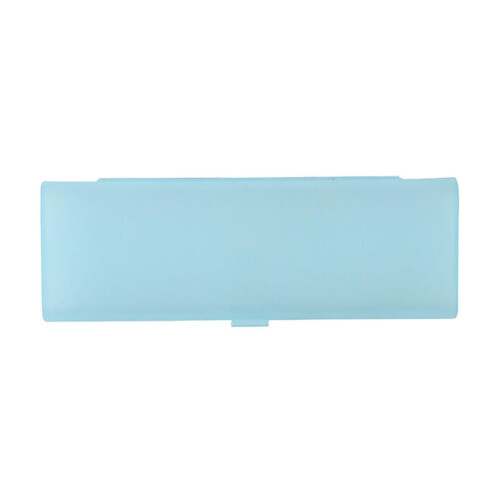 Plastic pencil case with hinged lid and snap closure pink 1
