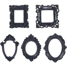 Lot de 5 cadres photo gothiques en résine noire antique, sans verre, à monter soi-même, pour la décoration de vos photos et objets de décoration.