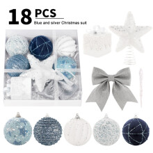 Christmas Ball Ornaments Set Blue 18 Pcs